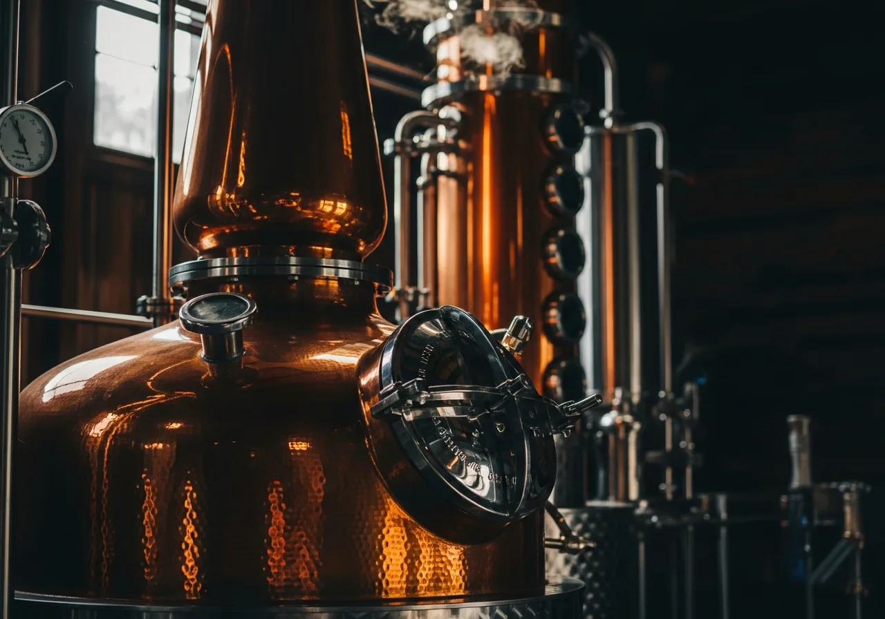 A craft distillery copper pot still