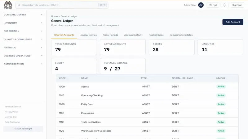 Spirit Sight General ledger demo